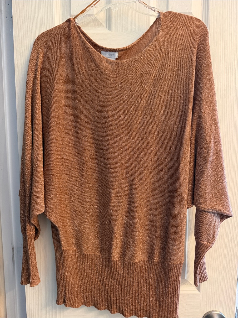 Worthington Copper Shimmer Knit Scoop Neck Sweater